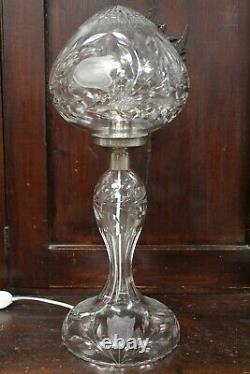 Great Hand Cut Glass Crystal Dome Mushroom Table Lamp Tulip Design