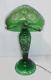 Green Crystal Overlay Cut Glass Mushroom Lamp
