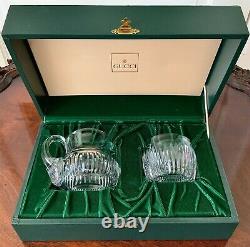 Gucci Crystal Cut Glass Cream Pitcher & Sugar Bowl in Presentation Box / England