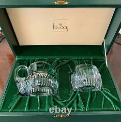 Gucci Crystal Cut Glass Cream Pitcher & Sugar Bowl in Presentation Box / England