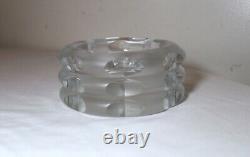 HEAVY vintage frosted art glass cut crystal signed Rosenthal cigar ashtray tray