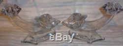 HTF Vintage HEISEY Crystal Candlestick Holders #1493 WORLD withCarlton Cutting