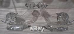 HTF Vintage HEISEY Crystal Candlestick Holders #1493 WORLD withCarlton Cutting