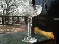 HUGE 10 COMPOTE American brilliant Period Cut glass Crystal Harvard Daisy Cane