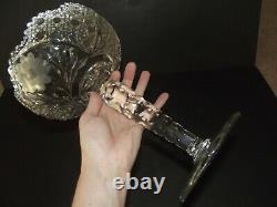 HUGE 10 COMPOTE American brilliant Period Cut glass Crystal Harvard Daisy Cane