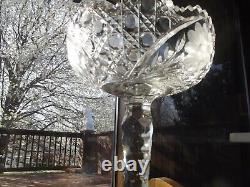 HUGE 10 COMPOTE American brilliant Period Cut glass Crystal Harvard Daisy Cane