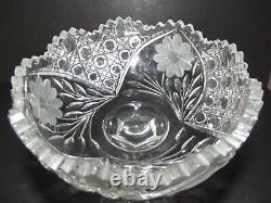 HUGE 10 COMPOTE American brilliant Period Cut glass Crystal Harvard Daisy Cane