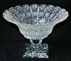 HUGE American Brilliant Period Cut Crystal Square-Footed Centerpiece Compote ABP