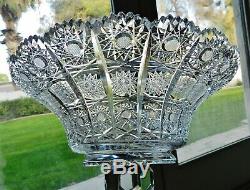 HUGE American Brilliant Period Cut Crystal Square-Footed Centerpiece Compote ABP