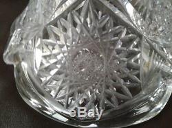 HUGE Brilliant ABP Cut Glass Crystal Punch Bowl Pedestal Hobstars 12