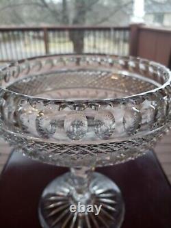 HUGE COMPOTE BOWL American brilliant Period Cut glass Crystal Diamond & Punties