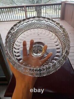 HUGE COMPOTE BOWL American brilliant Period Cut glass Crystal Diamond & Punties