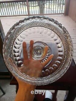 HUGE COMPOTE BOWL American brilliant Period Cut glass Crystal Diamond & Punties