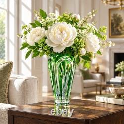 Hand Cut 7-Inch Caesar Crystal Bohemiae Emerald Cut Glass Fountain Vase STUNNING