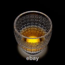 Hand Cut Clear K9 Crystal Whiskey Rock Glasses Edo Kiriko Chrysanthemum 9oz 1PC