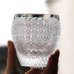 Hand Cut Clear K9 Crystal Whiskey Rock Glasses Edo Kiriko Chrysanthemum 9oz 1PC
