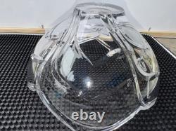 Hand Cut Crystal Lotus Bowl 7.5 Sculptural Petal Flower Design Unmarked Crystal
