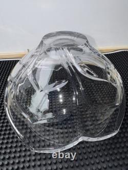 Hand Cut Crystal Lotus Bowl 7.5 Sculptural Petal Flower Design Unmarked Crystal