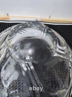 Hand Cut Crystal Lotus Bowl 7.5 Sculptural Petal Flower Design Unmarked Crystal