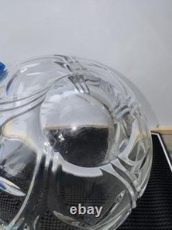 Hand Cut Crystal Lotus Bowl 7.5 Sculptural Petal Flower Design Unmarked Crystal