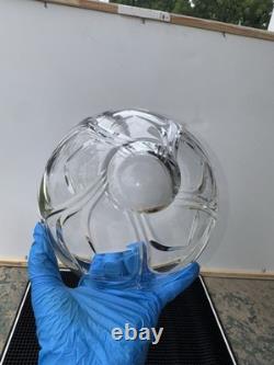 Hand Cut Crystal Lotus Bowl 7.5 Sculptural Petal Flower Design Unmarked Crystal