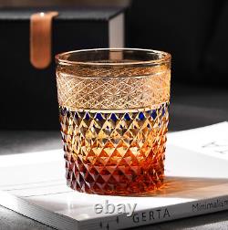 Hand Cut Edo Kiriko Diamond Crystal Whisky Glass, Retro Bourbon Cocktail Glasses