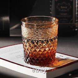 Hand Cut Edo Kiriko Diamond Crystal Whisky Glass, Retro Bourbon Cocktail Glasses