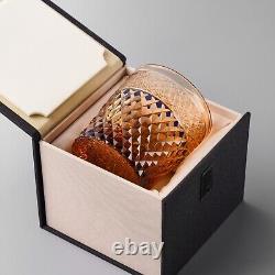 Hand Cut Edo Kiriko Diamond Crystal Whisky Glass, Retro Bourbon Cocktail Glasses