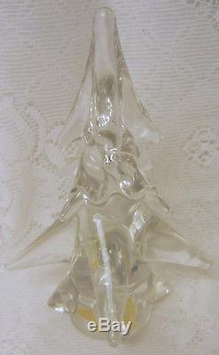 Hand Cut Solid Crystal Art Glass 8'' CHRISTMAS TREE Rare LEONARD Italy