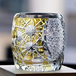 Hand Cut Whiskey Glasses Kiriko Crystal Double Colors Glass Tumbler Black Gold