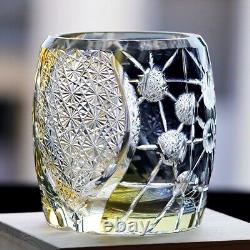 Hand Cut Whiskey Glasses Kiriko Crystal Double Colors Glass Tumbler Black Gold