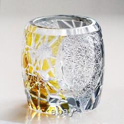 Hand Cut Whiskey Glasses Kiriko Crystal Double Colors Glass Tumbler Black Gold