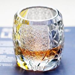 Hand Cut Whiskey Glasses Kiriko Crystal Double Colors Glass Tumbler Black Gold