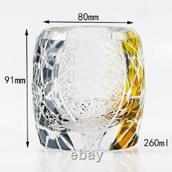 Hand Cut Whiskey Glasses Kiriko Crystal Double Colors Glass Tumbler Black Gold