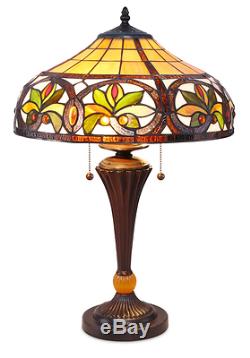 Handcrafted Tiffany Vintage Style Table Base Lamp Stained Cut Glass NEW