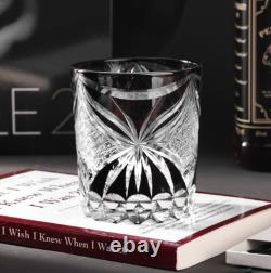Handcut Edo Kiriko Black Butterfly Cut Crystal Glass, Vintage Style Whisky Glass