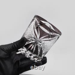 Handcut Edo Kiriko Black Butterfly Cut Crystal Glass, Vintage Style Whisky Glass
