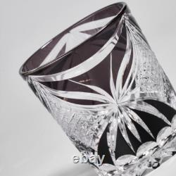 Handcut Edo Kiriko Black Butterfly Cut Crystal Glass, Vintage Style Whisky Glass