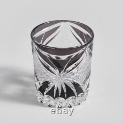 Handcut Edo Kiriko Black Butterfly Cut Crystal Glass, Vintage Style Whisky Glass