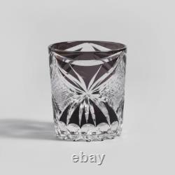 Handcut Edo Kiriko Black Butterfly Cut Crystal Glass, Vintage Style Whisky Glass