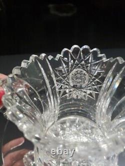 Handled Spooner cup Antique American Brilliant Period Cut Glass Crystal Hobstar