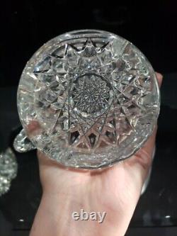 Handled Spooner cup Antique American Brilliant Period Cut Glass Crystal Hobstar