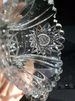 Handled Spooner cup Antique American Brilliant Period Cut Glass Crystal Hobstar