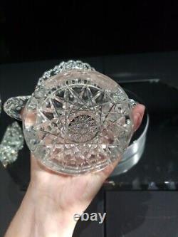 Handled Spooner cup Antique American Brilliant Period Cut Glass Crystal Hobstar