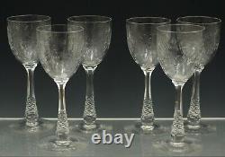 Hawkes Antique Cut Crystal Set Of 6 Water Wine Goblets 7.5 Marked