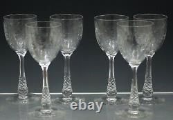 Hawkes Antique Cut Crystal Set Of 6 Water Wine Goblets 7.5 Marked