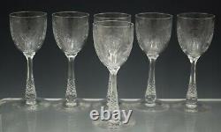 Hawkes Antique Cut Crystal Set Of 6 Water Wine Goblets 7.5 Marked