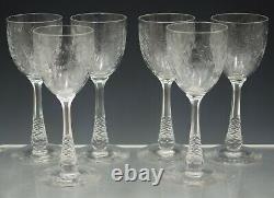 Hawkes Antique Cut Crystal Set Of 6 Water Wine Goblets 7.5 Marked