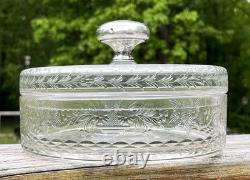 Hawkes Corning New York Cut Glass Rock Crystal 7 3/4 X 5 Covered box Sterling