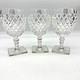 Hawkes Cut Crystal Goblets Set/3 Diamond Cut Stemware Square Base Signed Style